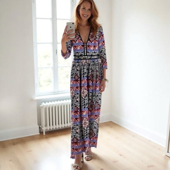 L'Agence Teresa Boho Babushka Floral Paisley Print Maxi Dress XS - Picture 1 of 12
